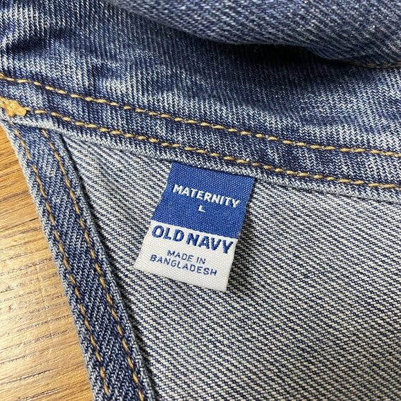 Old Navy Maternity Overalls Denim Shortalls Cut Off Shorts Blue - Picture 3 of 12